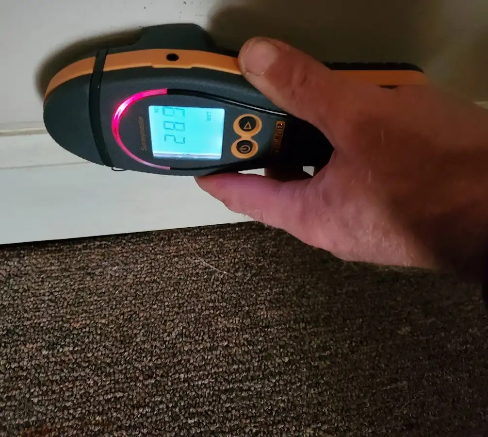 Moisture detection at baseboard during Burst Pipe Cleanup in Collingdale